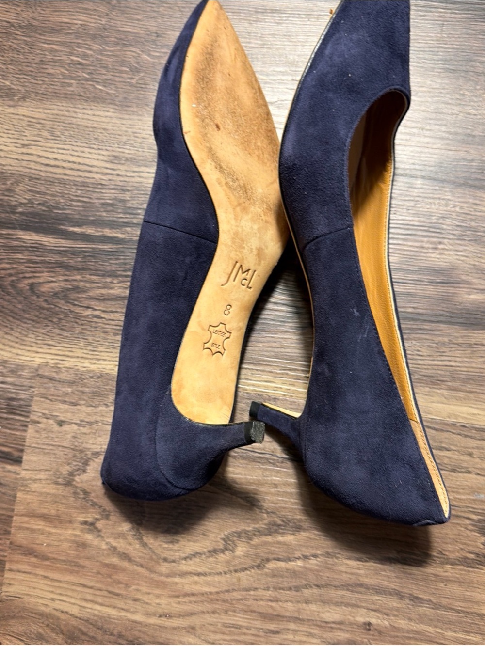 J McLaughlin Delia Women's Pointed Toe Pumps Kitten Heel Navy Blue Suede Size 8 - Picture 5 of 11